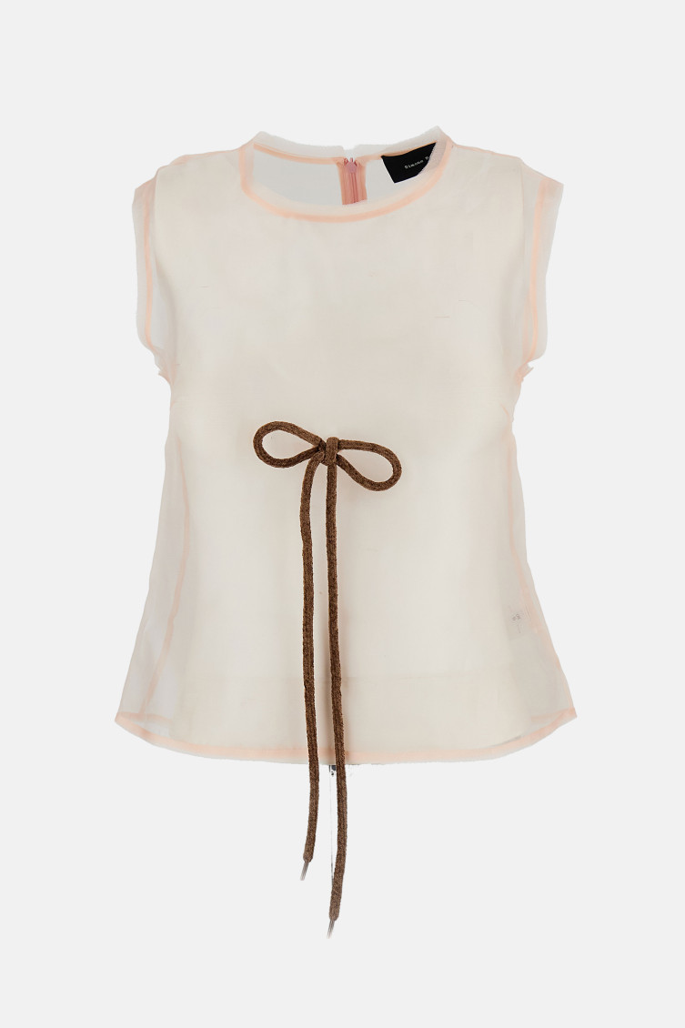 Sheer Frayed Contour Dart Top