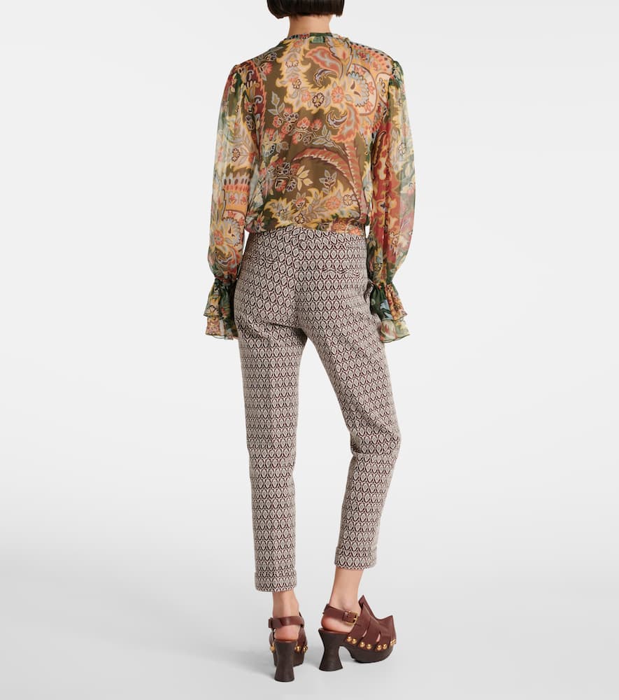 Printed cotton-blend cropped pants