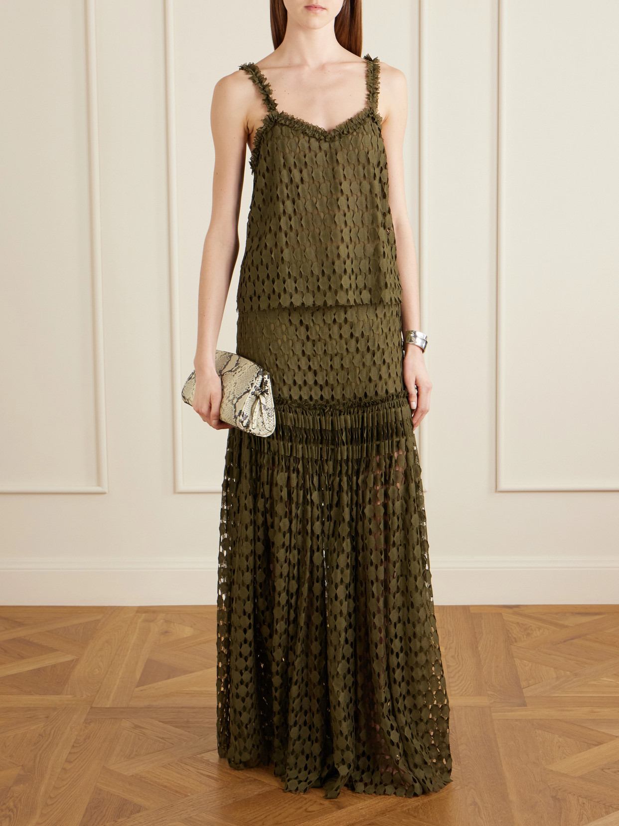 Francoise Cotton-blend Lace Top - Green