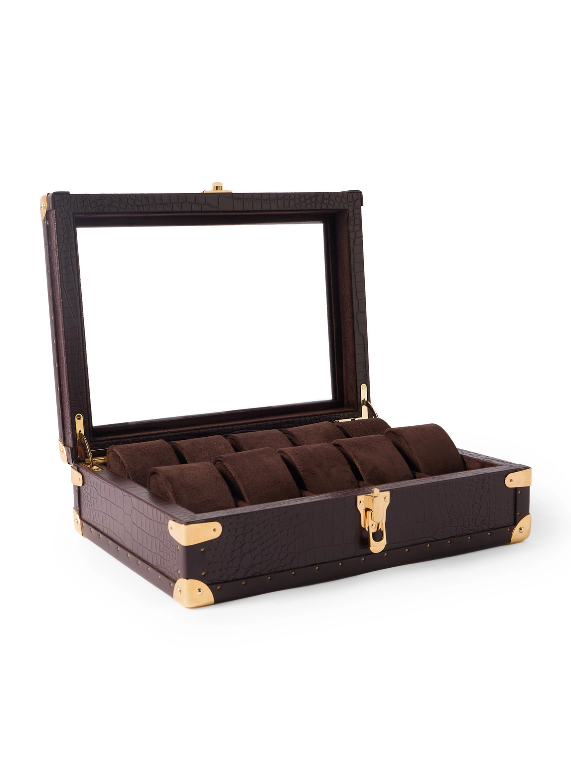10-Piece Croc-Effect Leather Watch Box