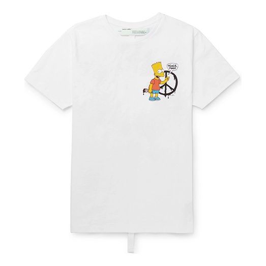 Men's x The Simpsons/ The Simpsons Crossover Printing Short Sleeve Ordinary Version White T-Shirt