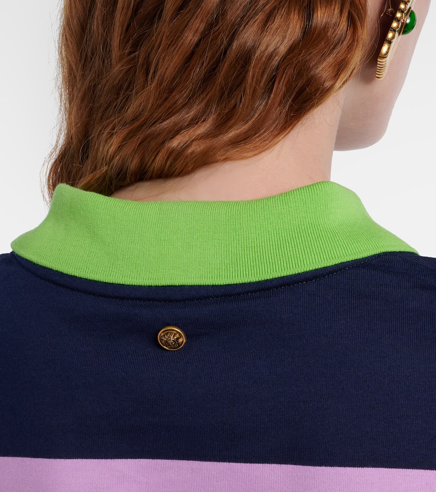 Striped cotton jersey polo sweater