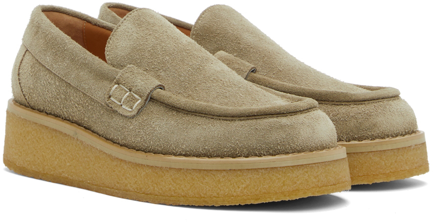 Green suede loafers