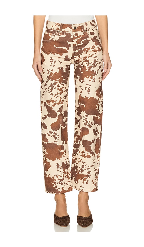 Free People HOSE MIT WEITEM BEIN UND PRINT RISK TAKER in Brown. Größe 32. Also in 26, 27, 28, 29