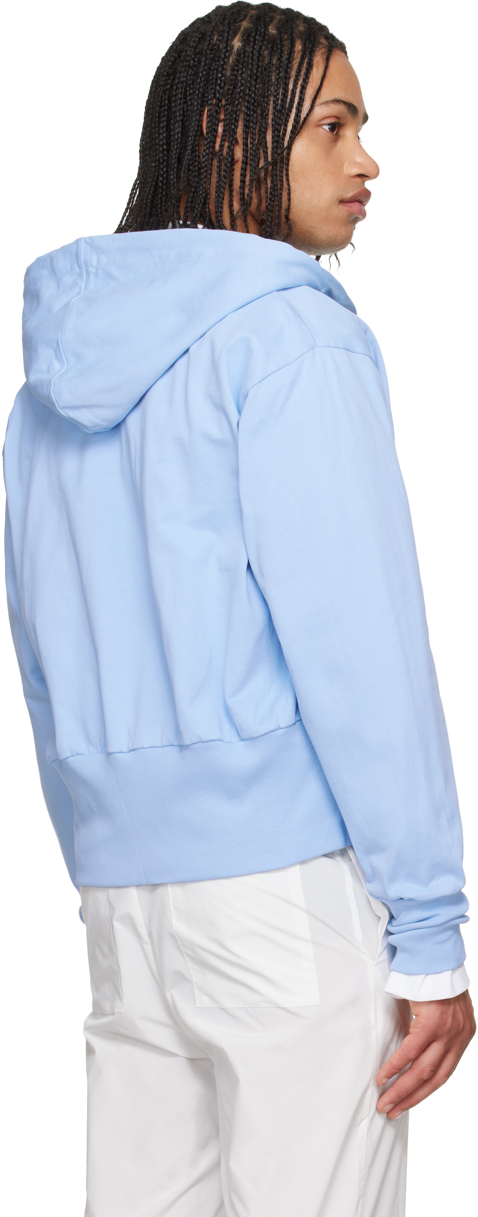 Blue Wide Band Zip-Up Hoodie