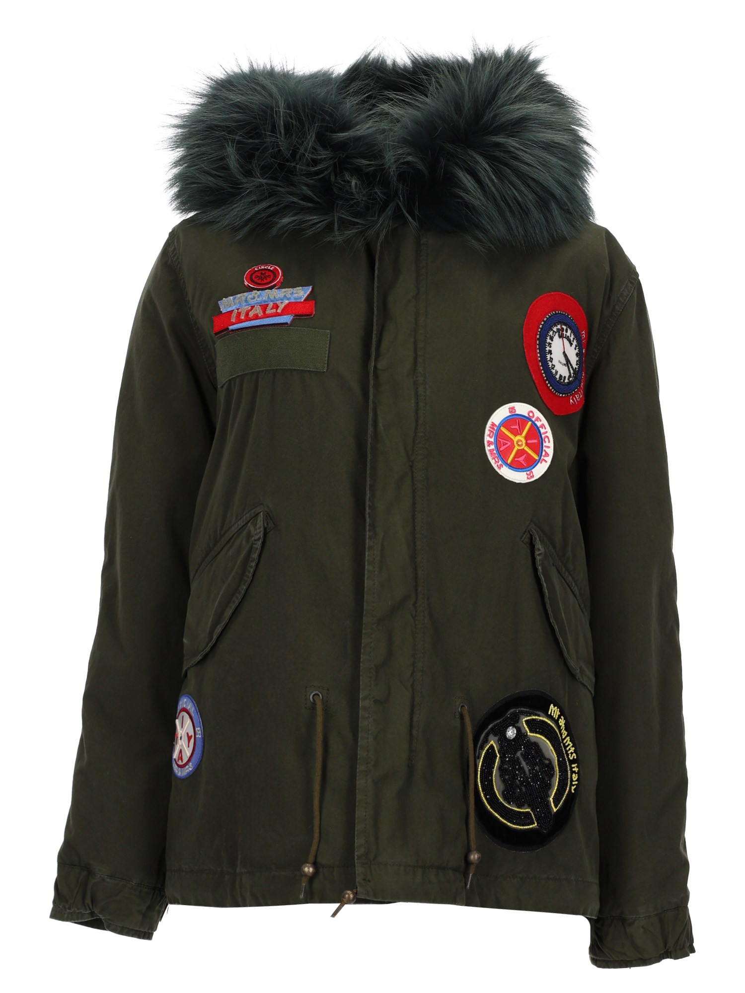 Parka con patch logo e cappuccio