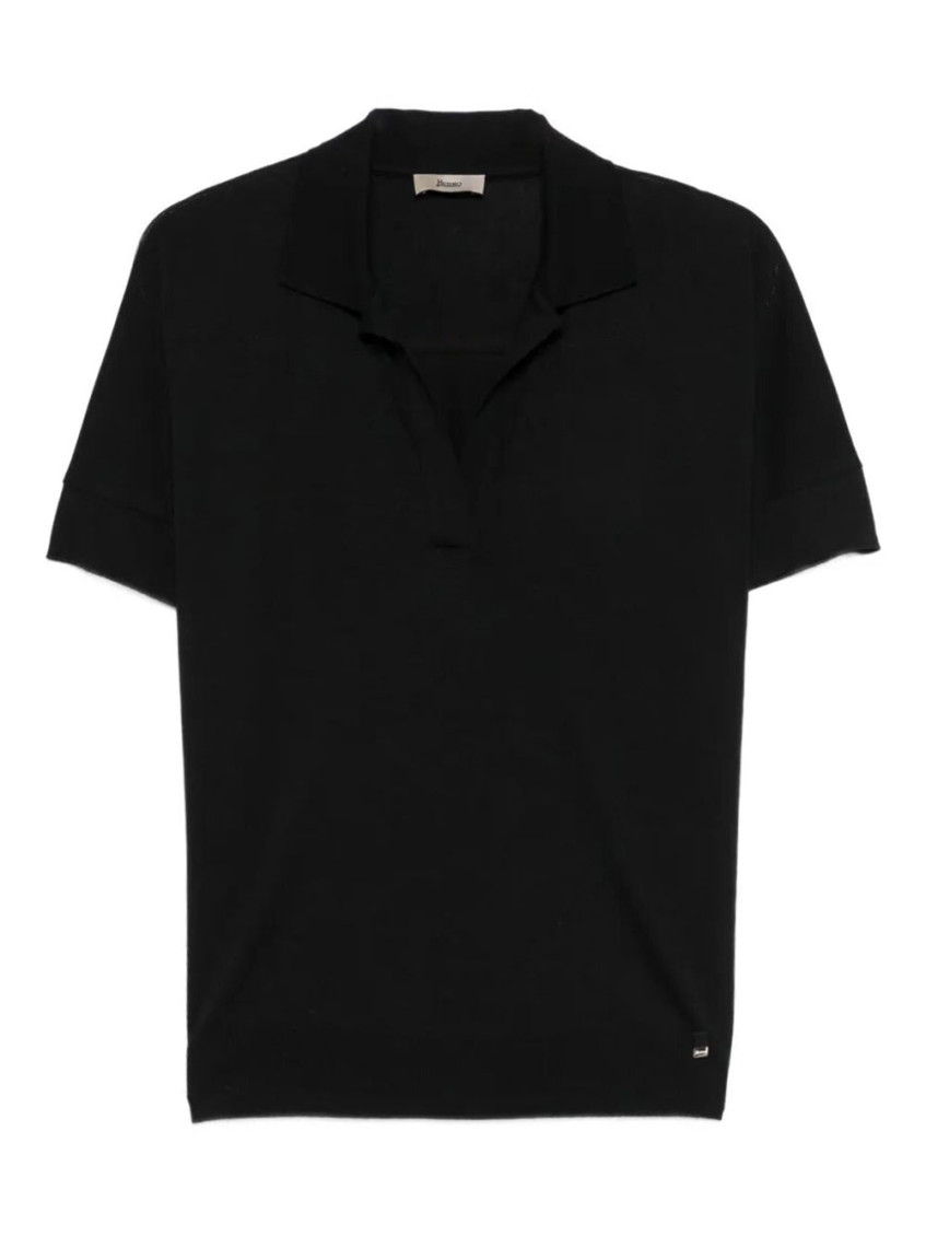 Black Solid Shirt Collar Polo