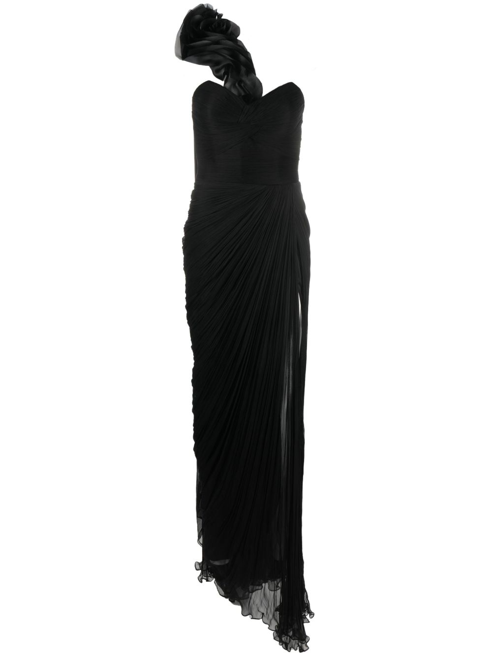 Miranda scarf-embellished silk gown - Black