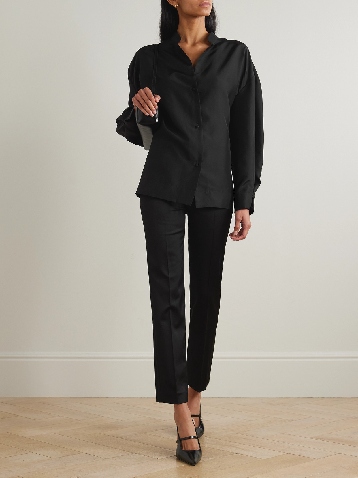 Lilian Duchesse-satin Skinny Pants - Black