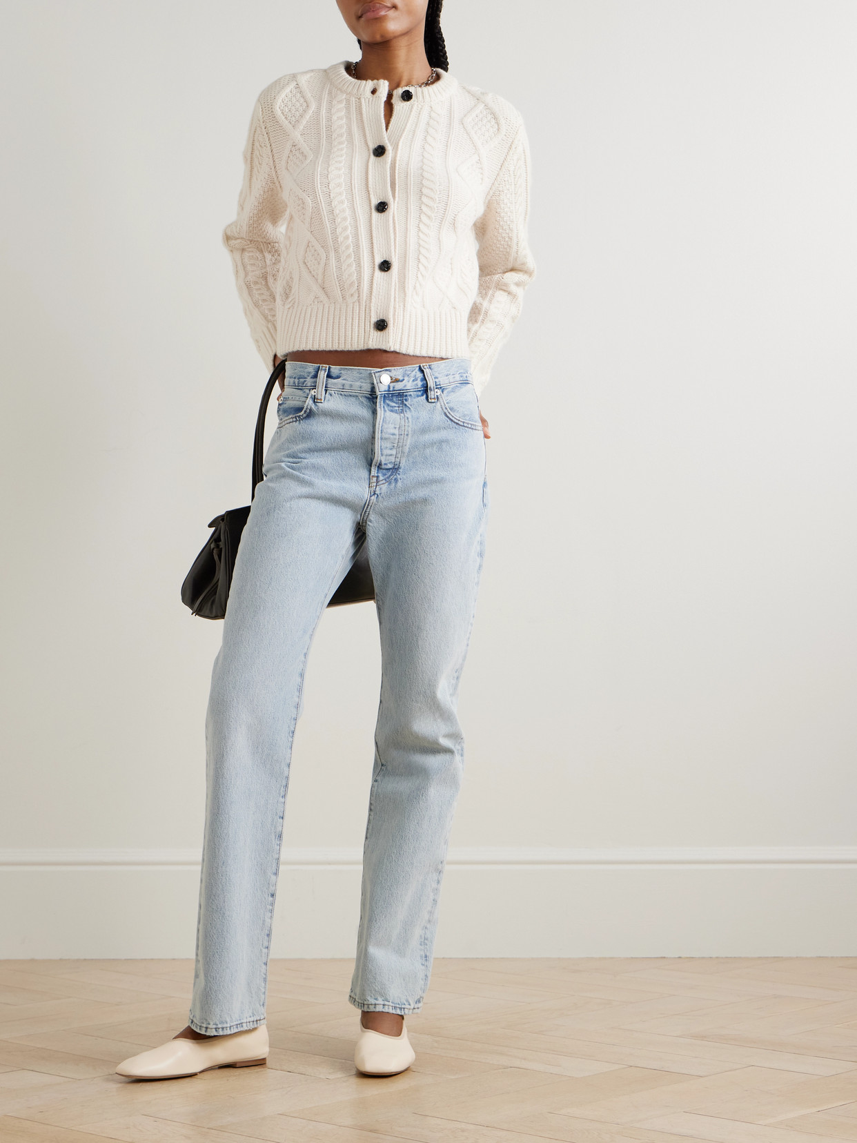 Cable-knit Cashmere Cardigan - Cream