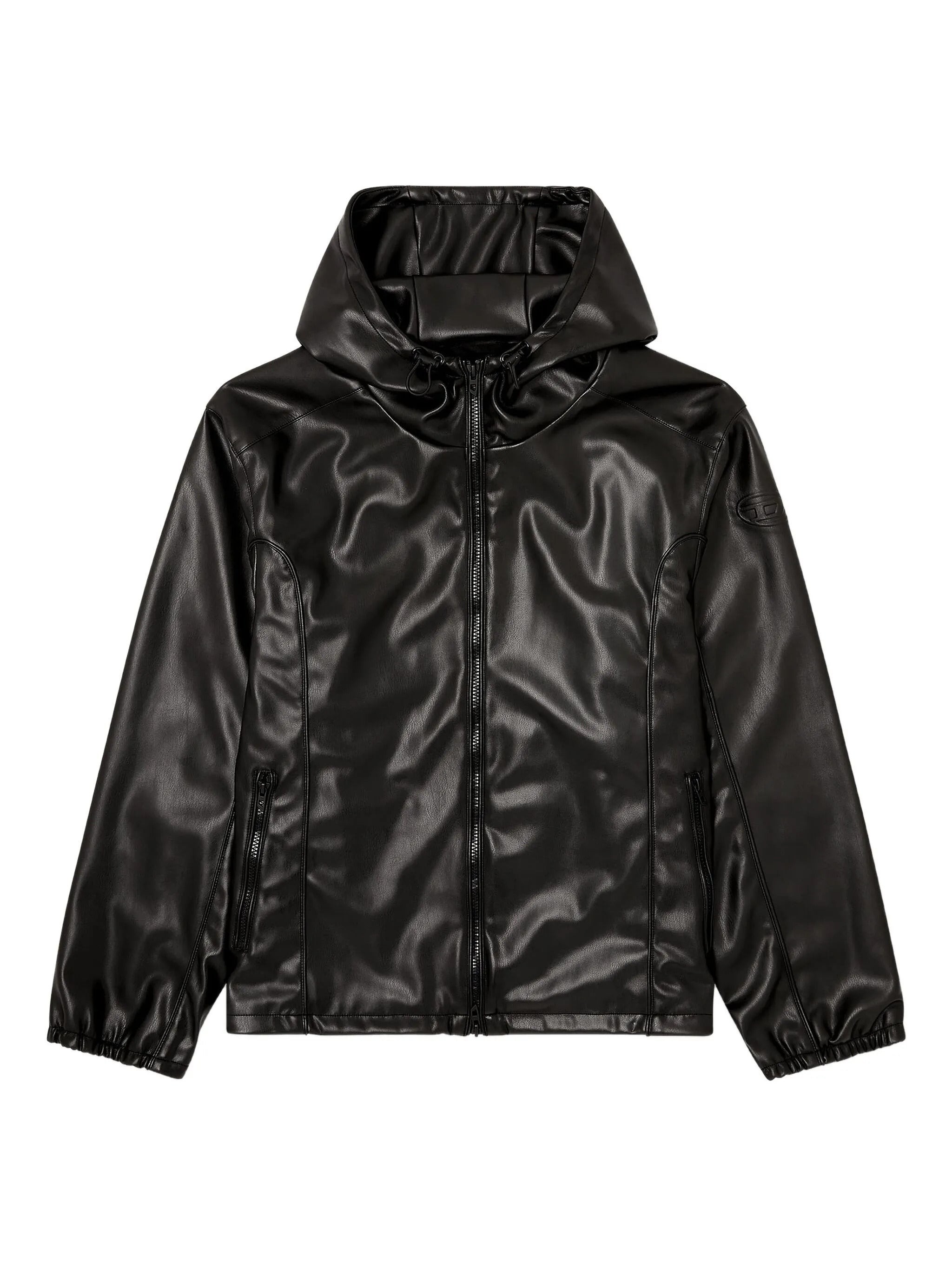 Men's Regular-Fit Polyester Jacket with Drawstring Hood & Two-Way Zip