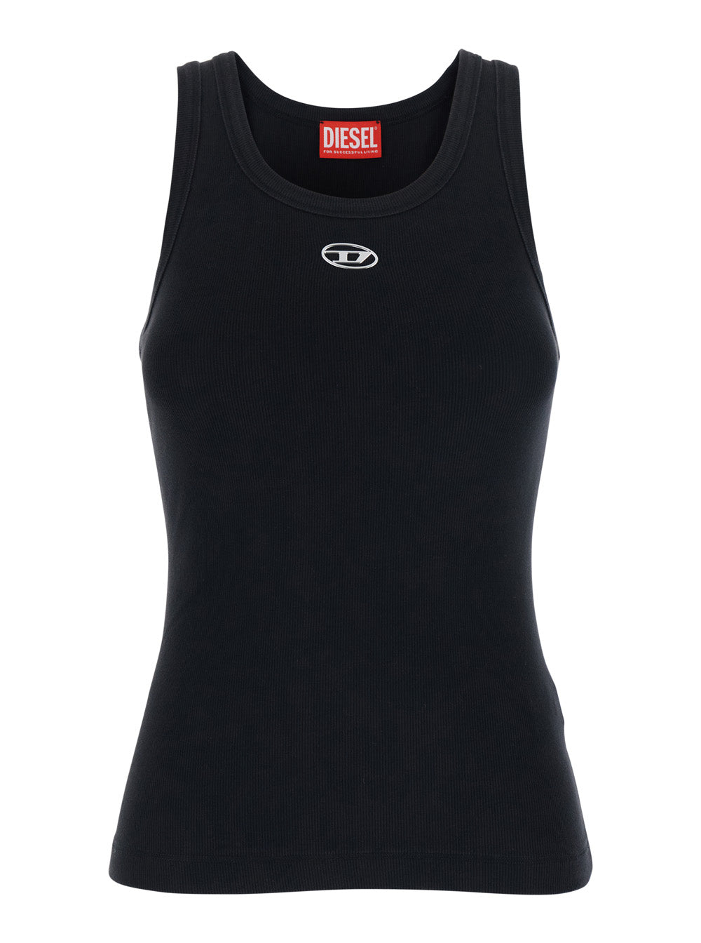 Logo-Embroidered Ribbed Cotton Tank Top — Black