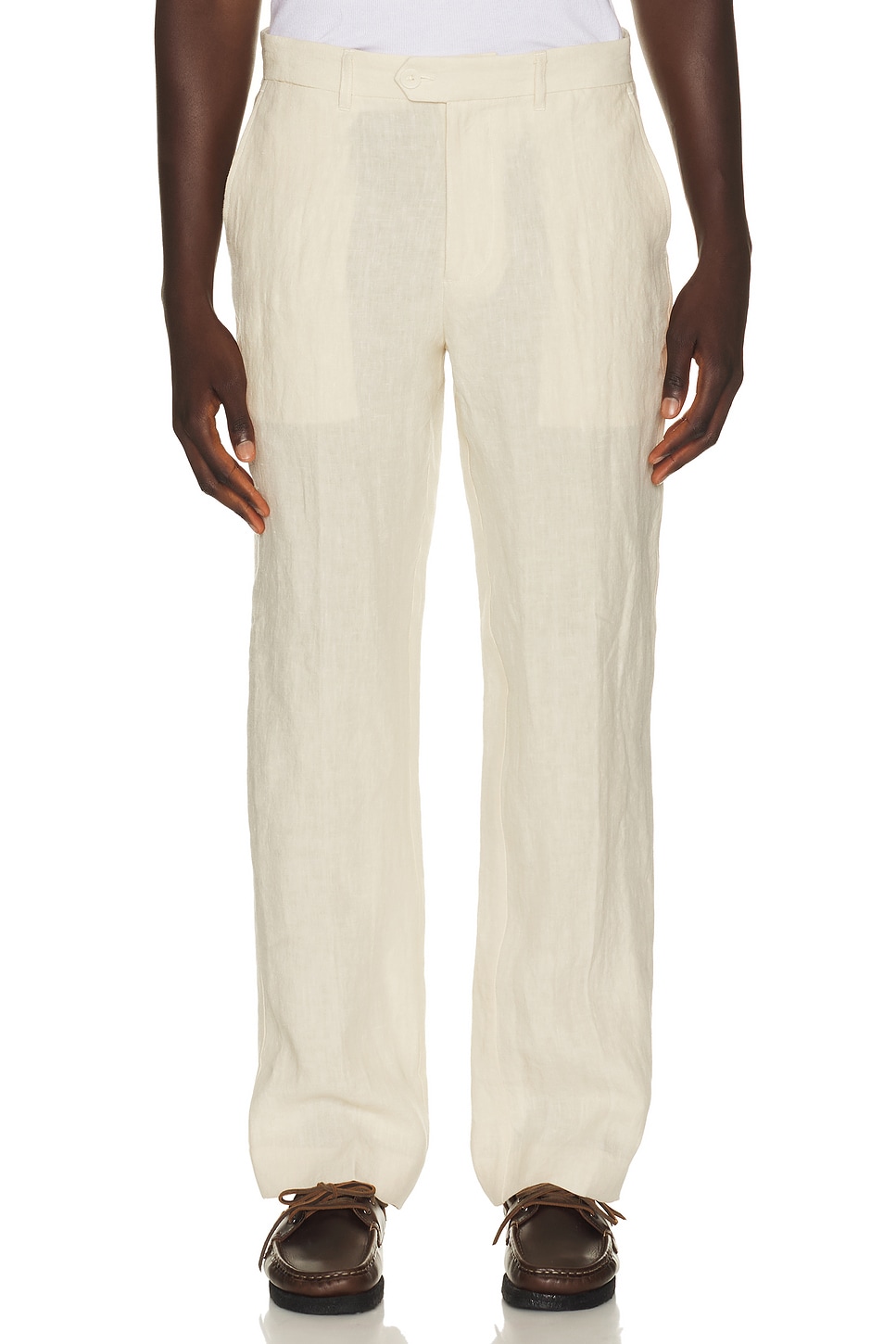 Percival Tailored Linen Trousers in Cream - Cream. 34 also