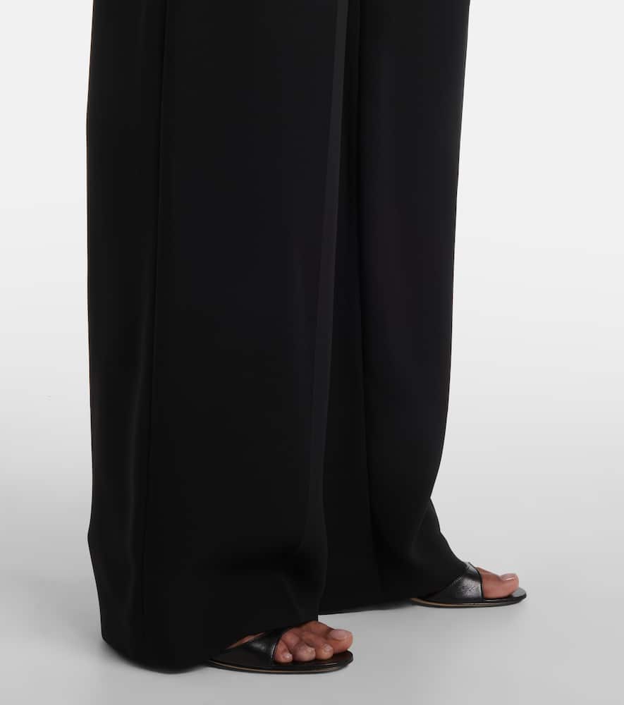 Maud high-rise silk cady wide-leg pants