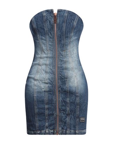 Versace Jeans Couture Woman Mini dress Blue Size 2 Cotton, Elastane