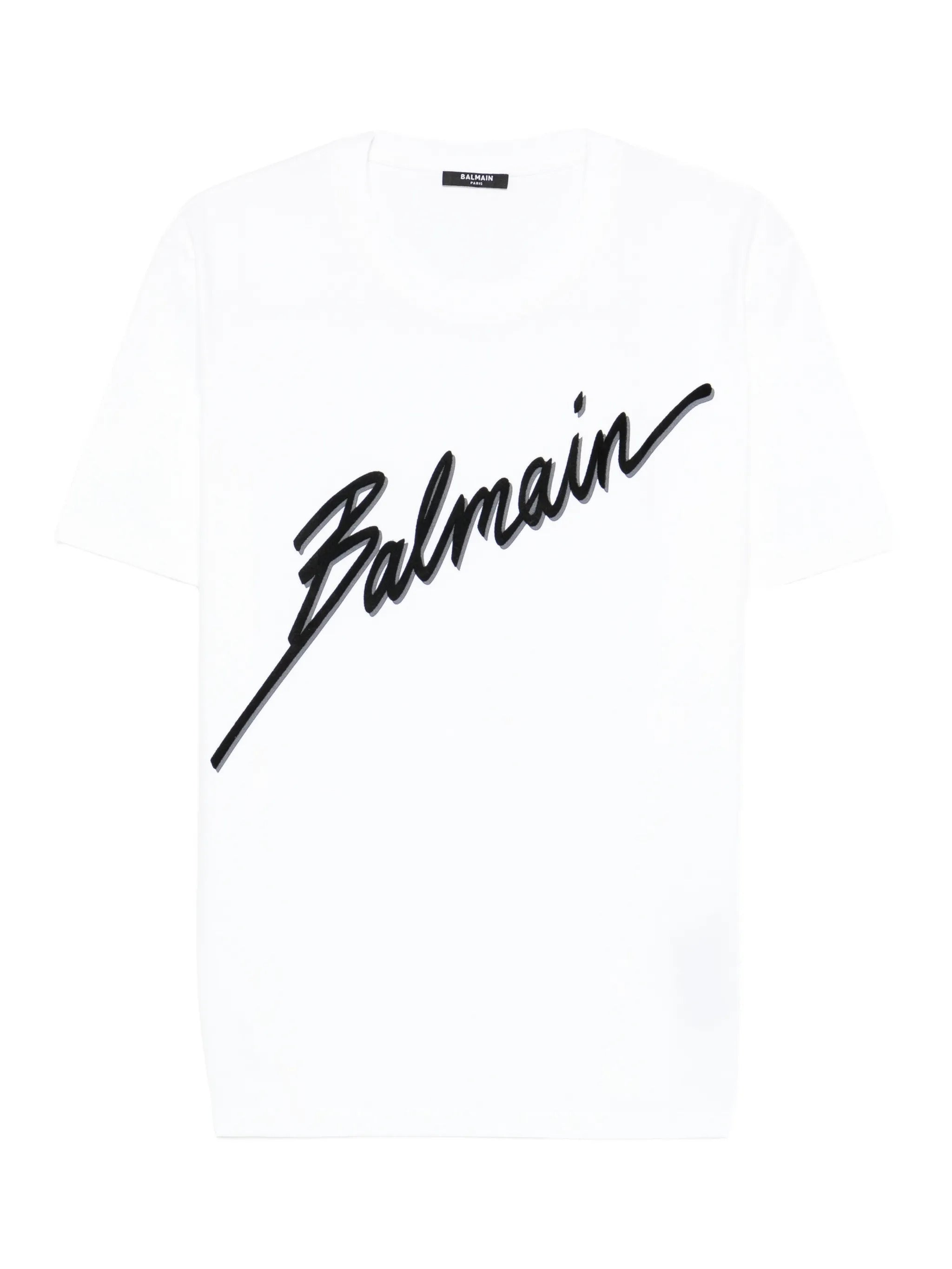 Men's Cotton Crewneck T-Shirt with Ribbed Trim and Flocked Logo