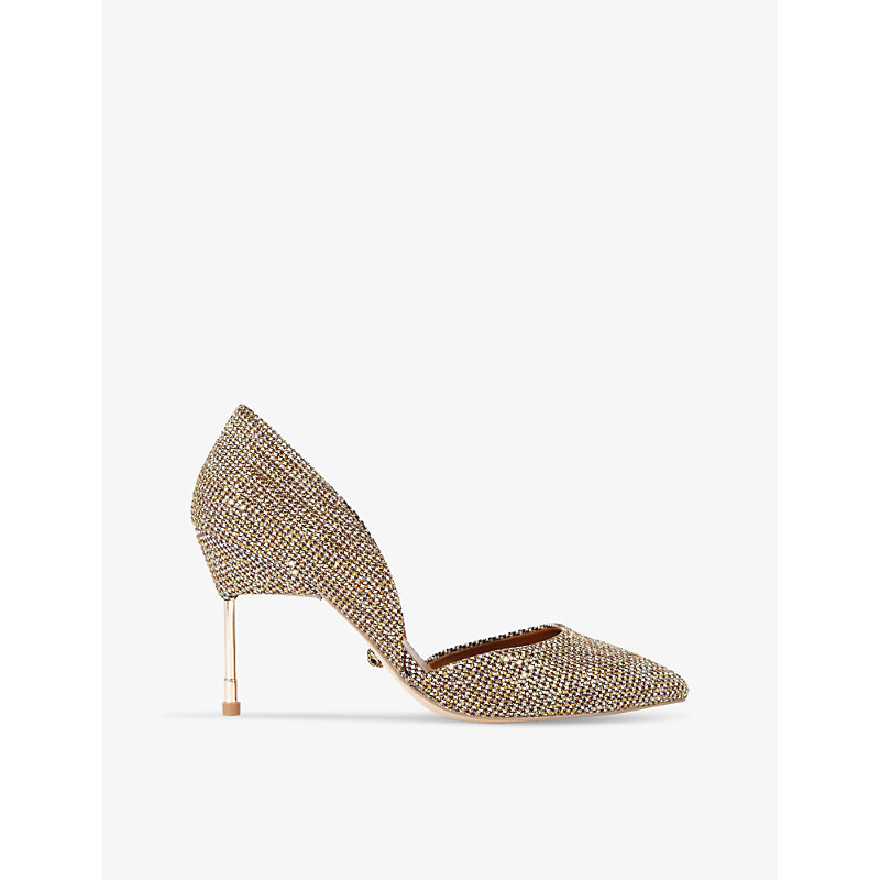 Womens Beige Bond 90 Pointed-toe Crystal-embellished Heels