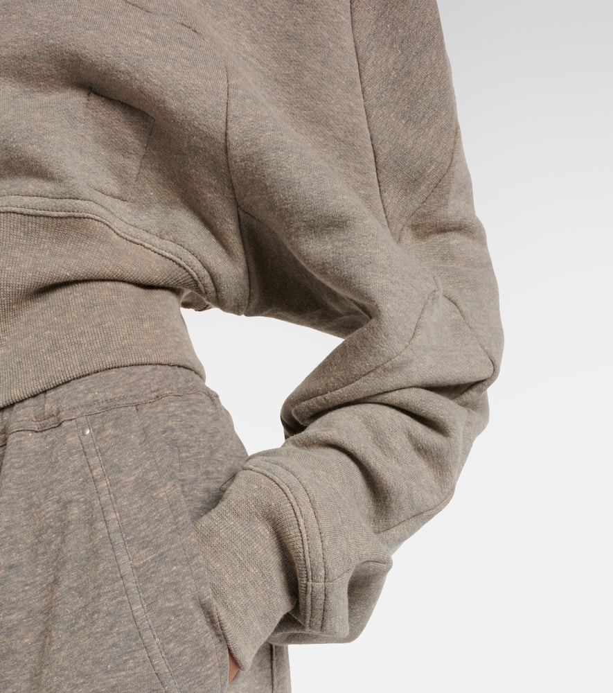 Cropped cotton-blend jersey hoodie