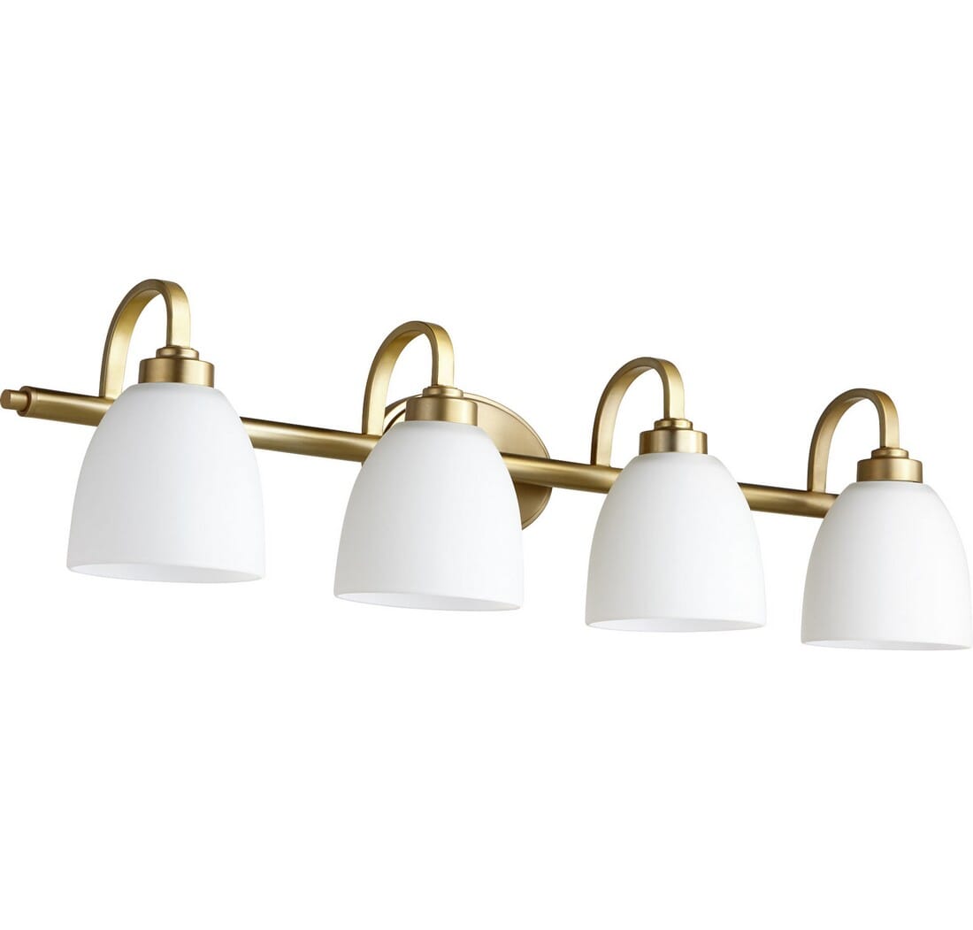 Quorum Reyes 4-Light 8" Bathroom Vanity Light in Aged Bra