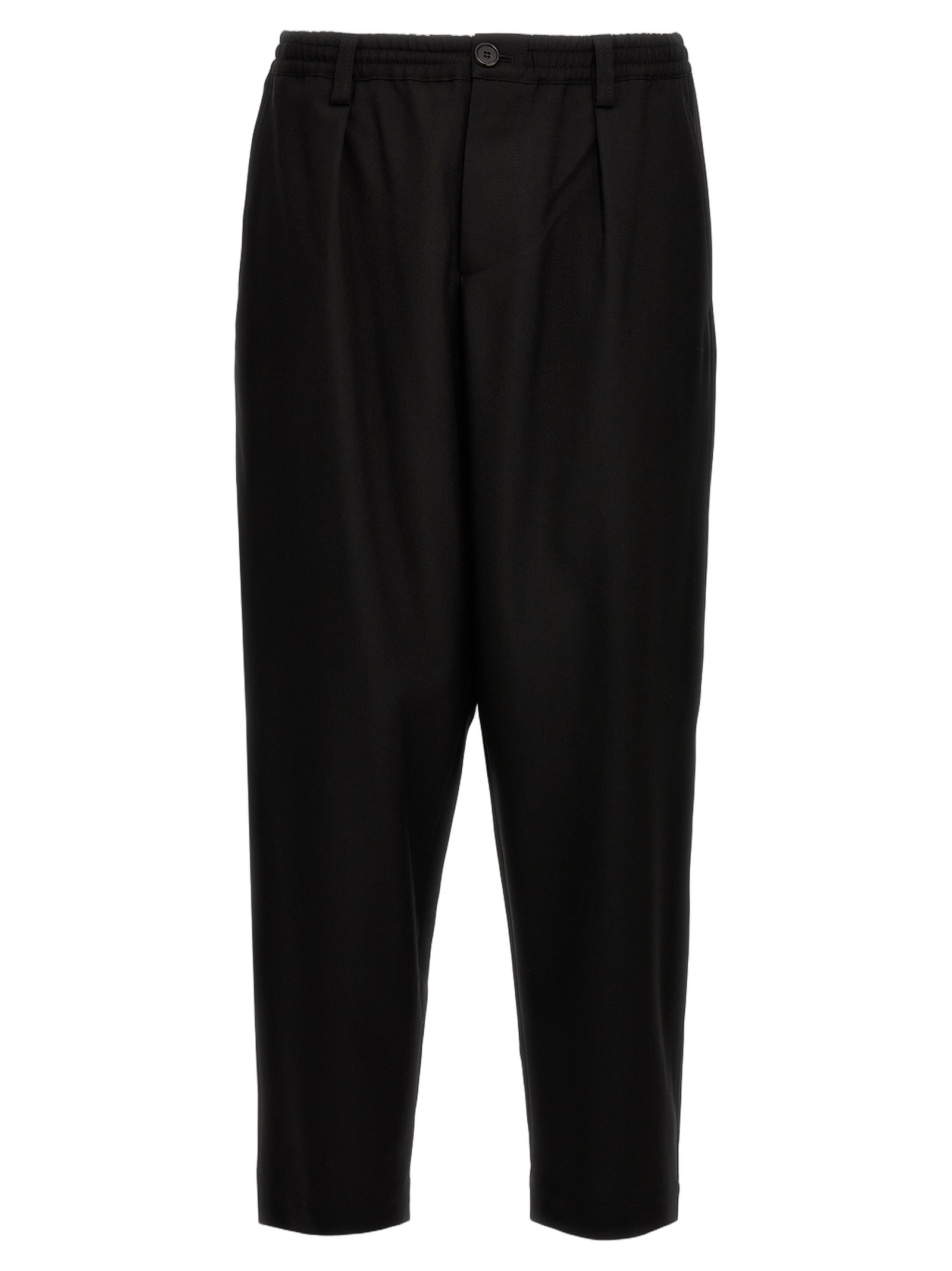 Virgin Wool Cropped Trousers — Black