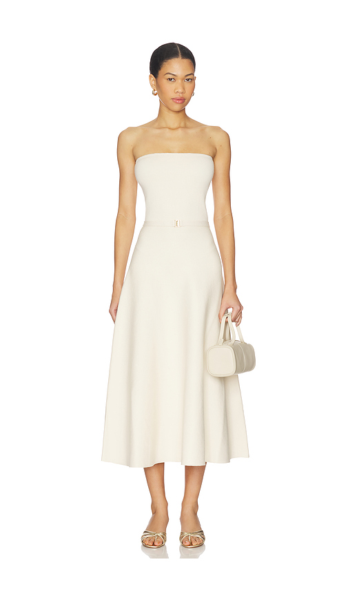 Karina Grimaldi Eira Strapless Midi Dress in White. L. Also in M