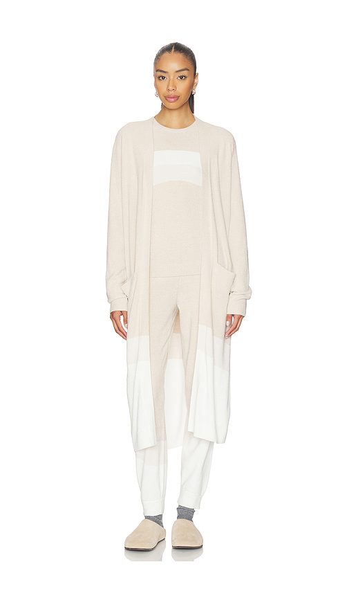 Barefoot Dreams CozyChic Ultra Lite Wavy Long Cardigan in Beige. L. Also in S, XS