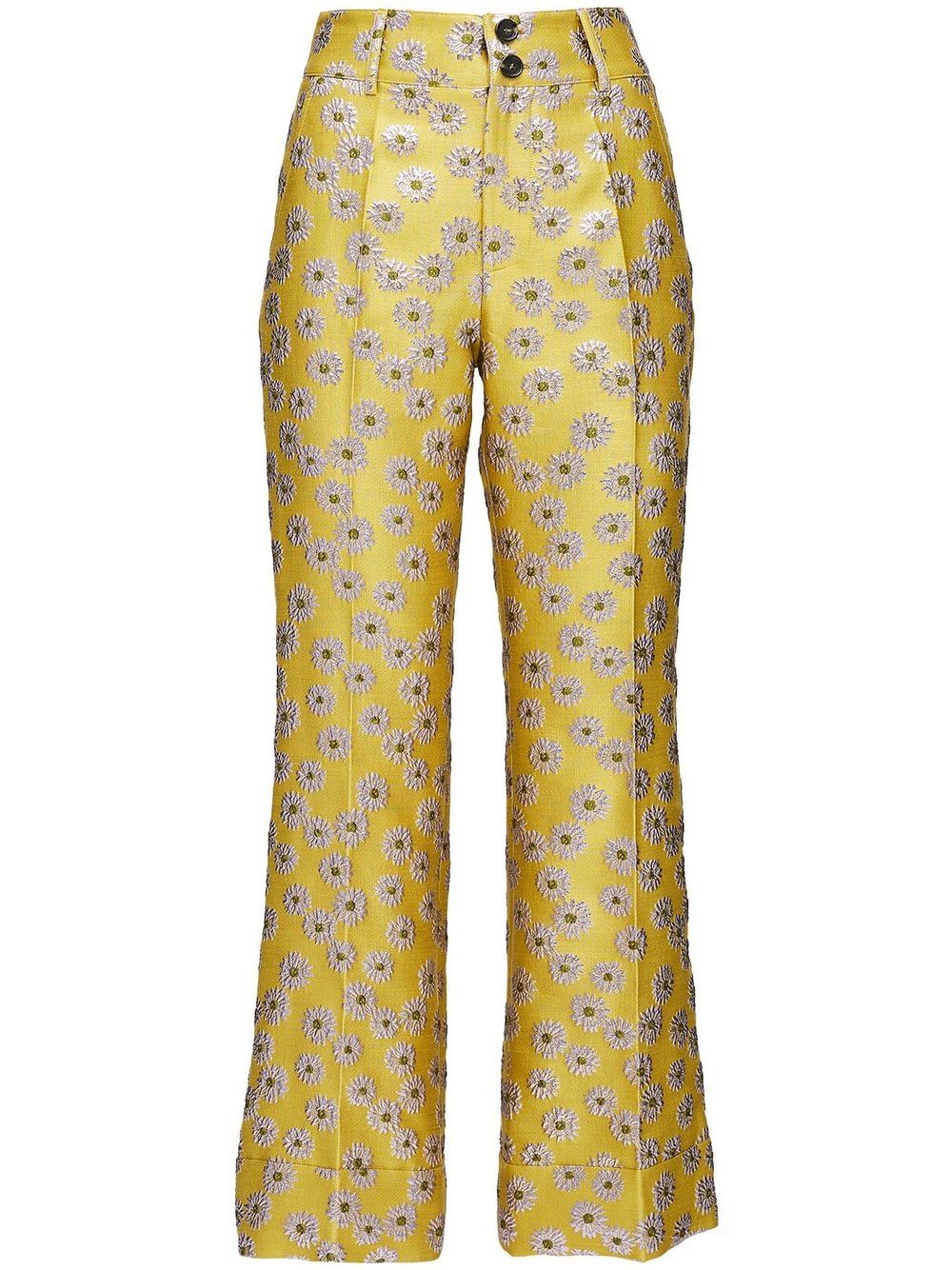 Hendrix floral-embroidery flared trousers - Yellow
