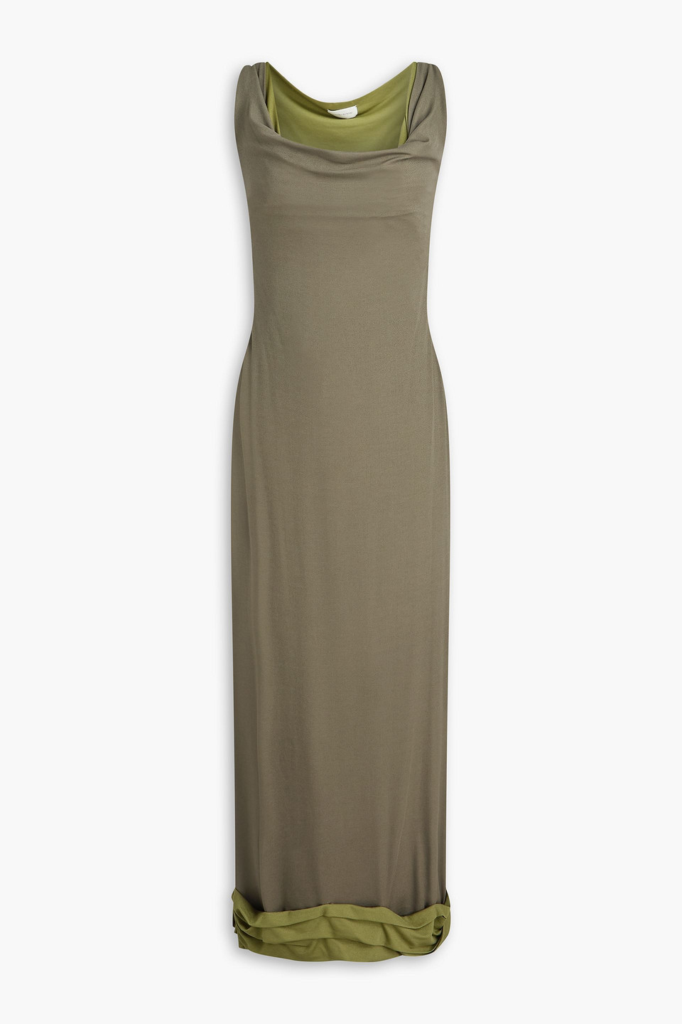 Draped cupro-blend jersey midi dress - Green - FR 38