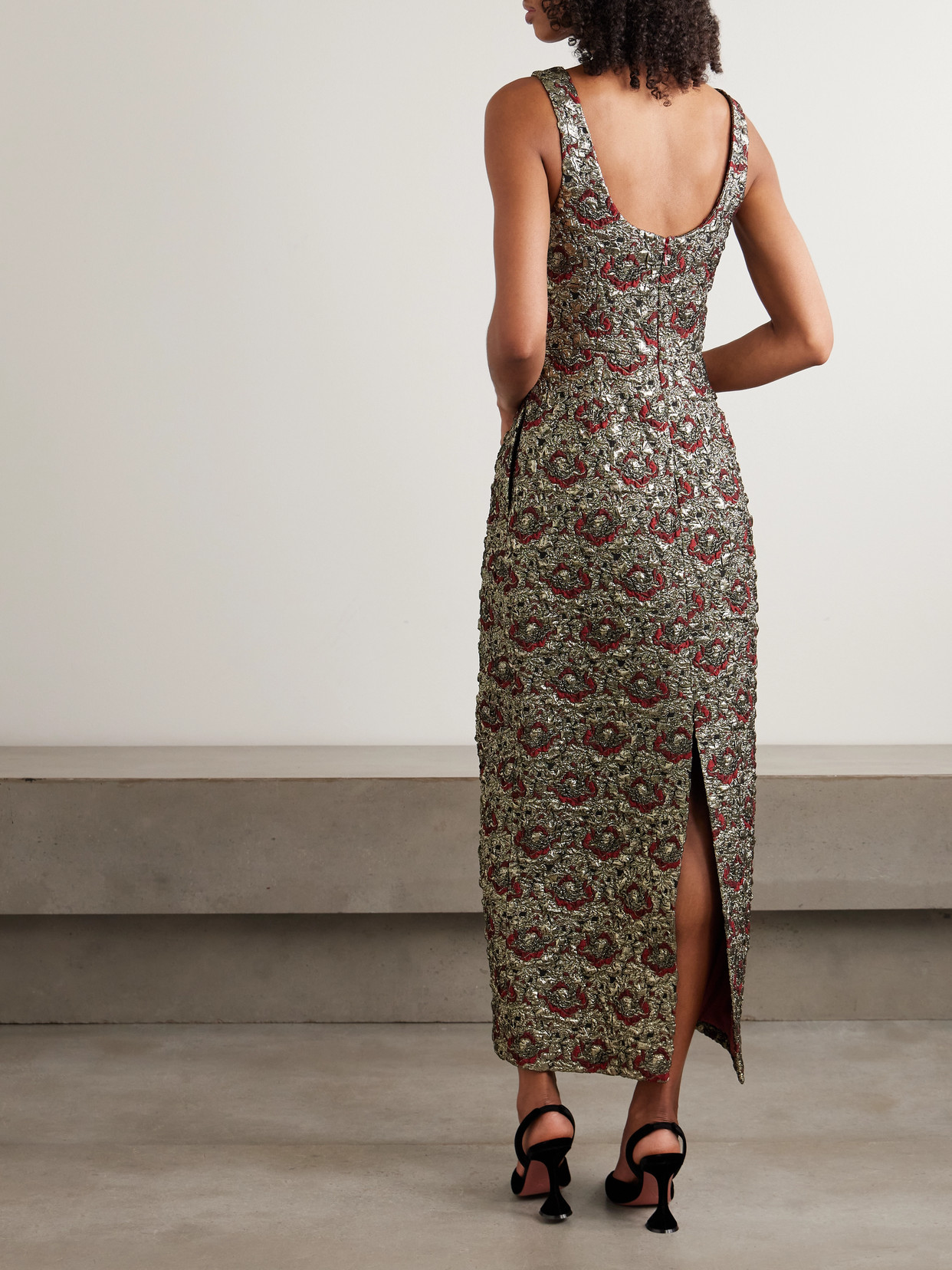 Ravenna Metallic Jacquard Midi Dress - Multi