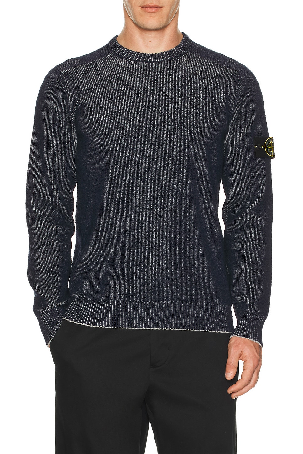 Stone Island Crew Neck Rib Cotton Jumper in Navy