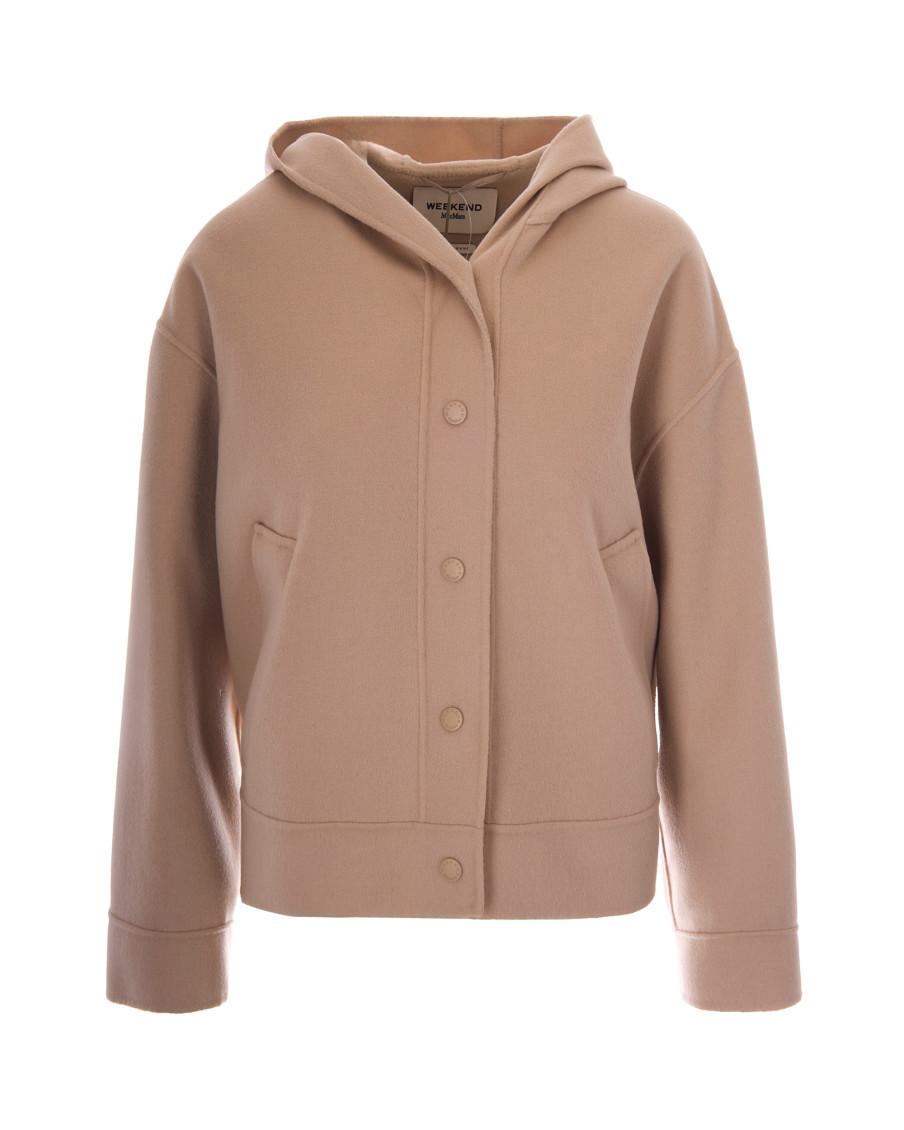 Beige Solid Hood Jacket