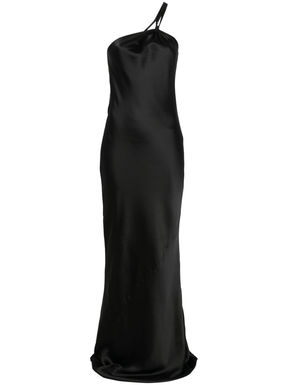 Bias-cut one-shoulder gown - Black