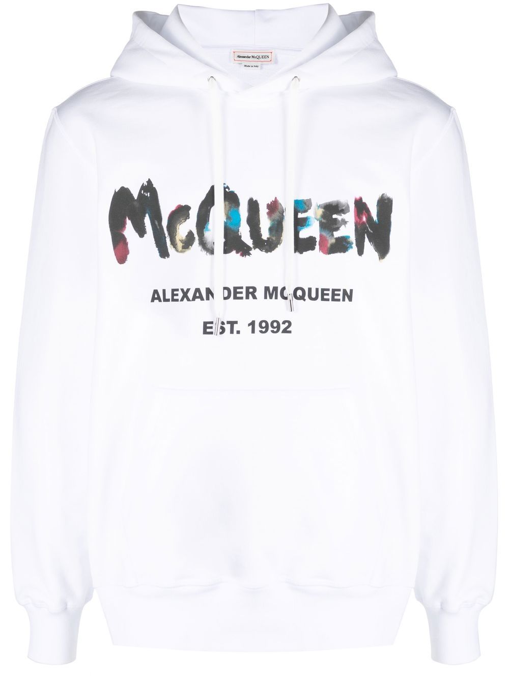 Graffiti-print cotton hoodie - White