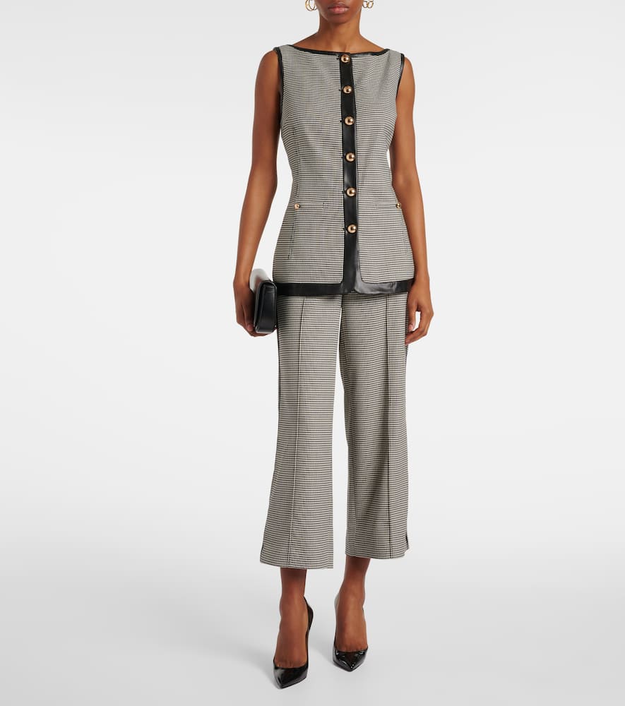 Cressida checked faux leather-trimmed vest