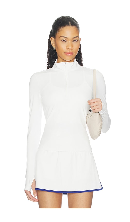 Splits59 Tess Rigor Half Zip Waist Length Top in White. XS. Also in S, M