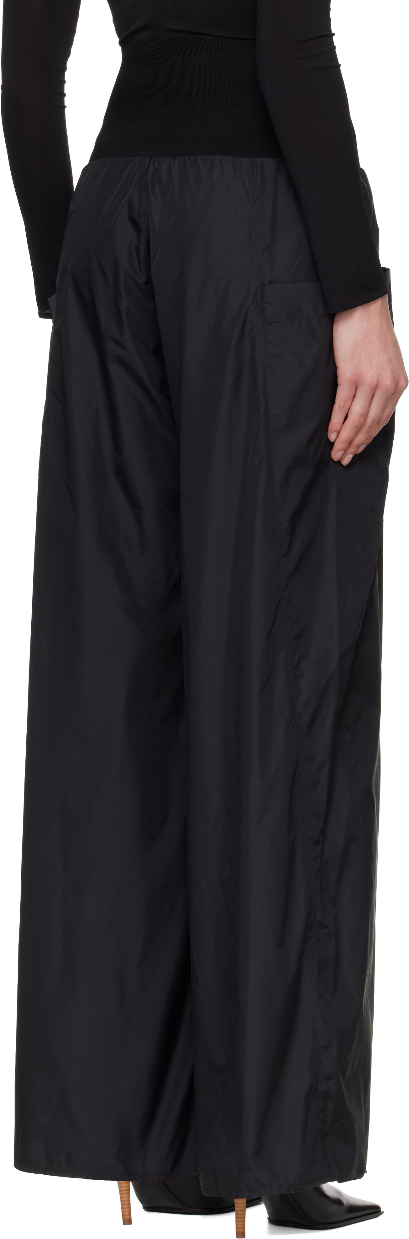 Black Nylon Track Pants