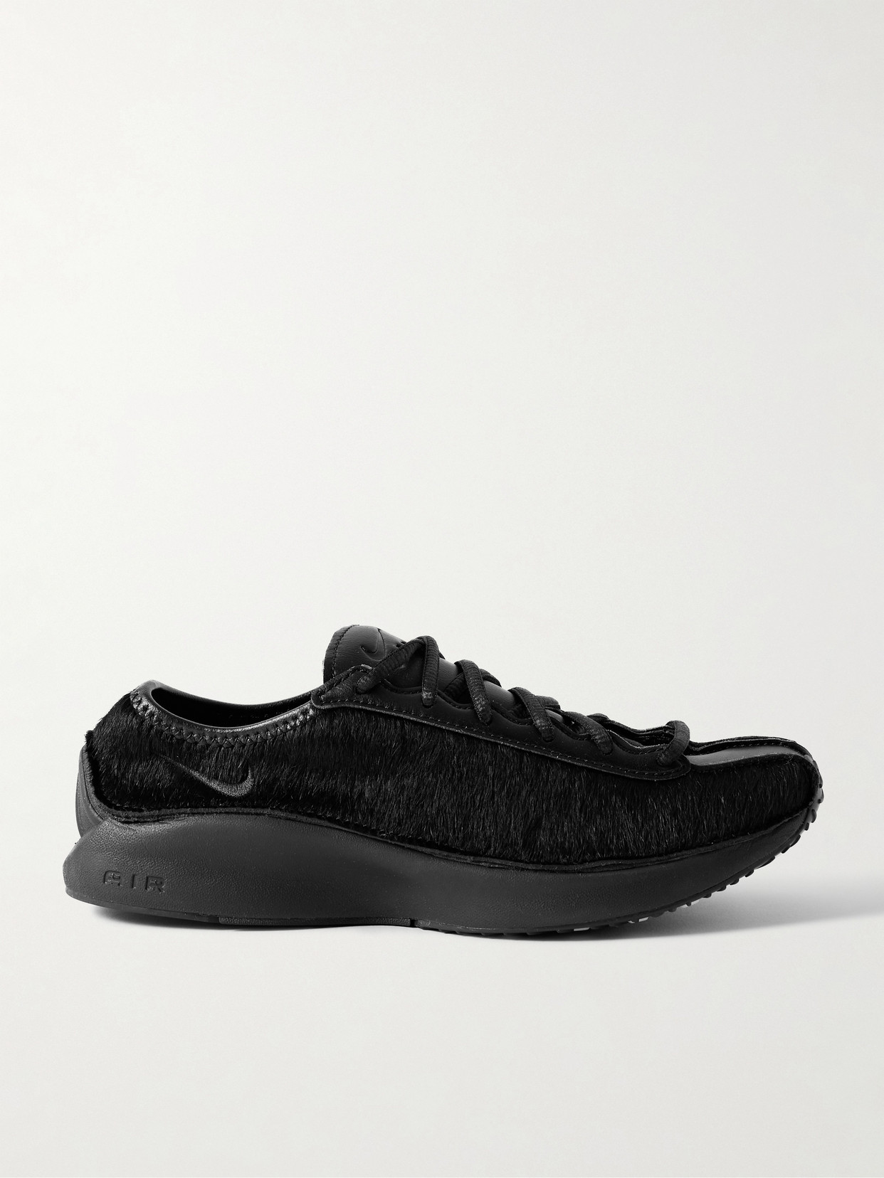 Air Superfly Lx Calf Hair And Leather Sneakers - Black