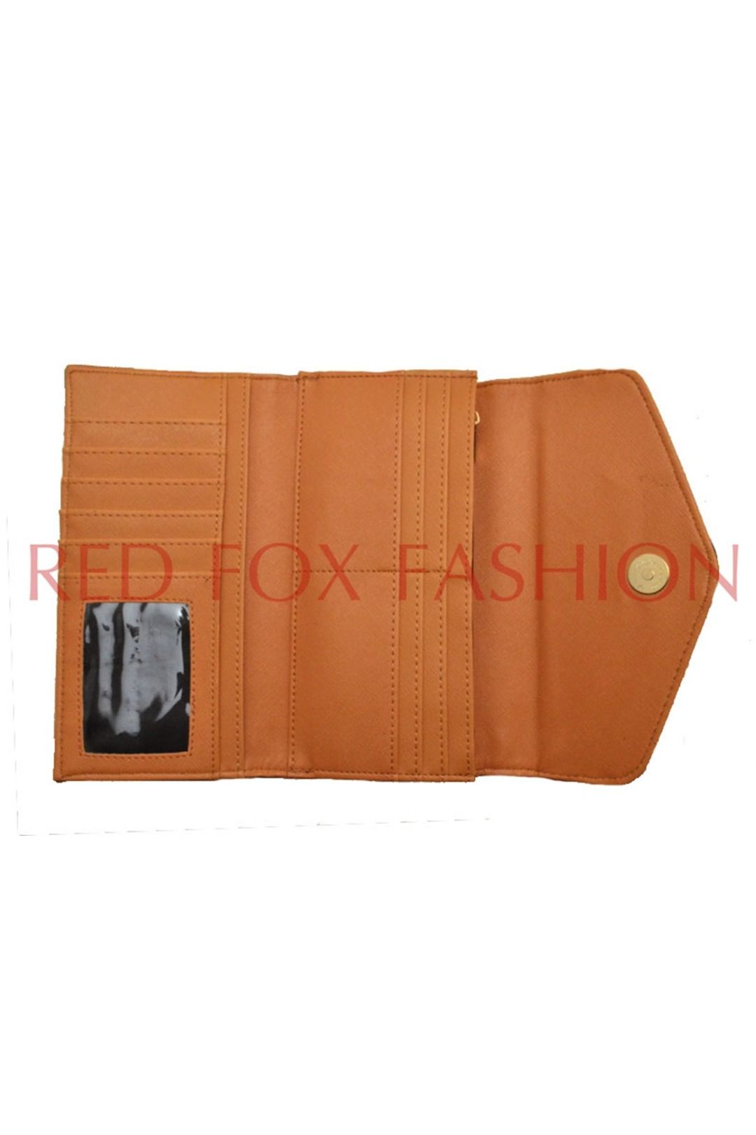 Fontanella Fashion Fox Face Long Clutch Purse In Brown