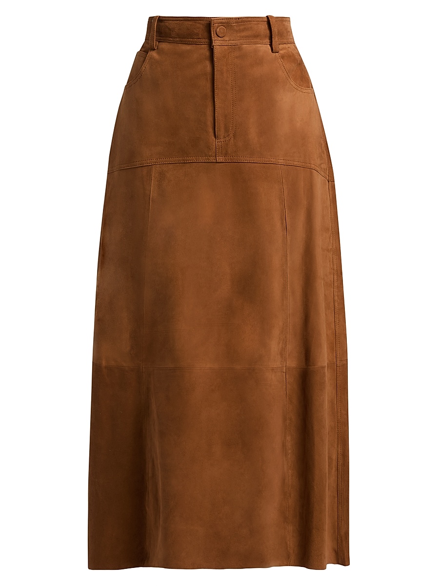 Women's Massia Suede Midi-Skirt - Camel