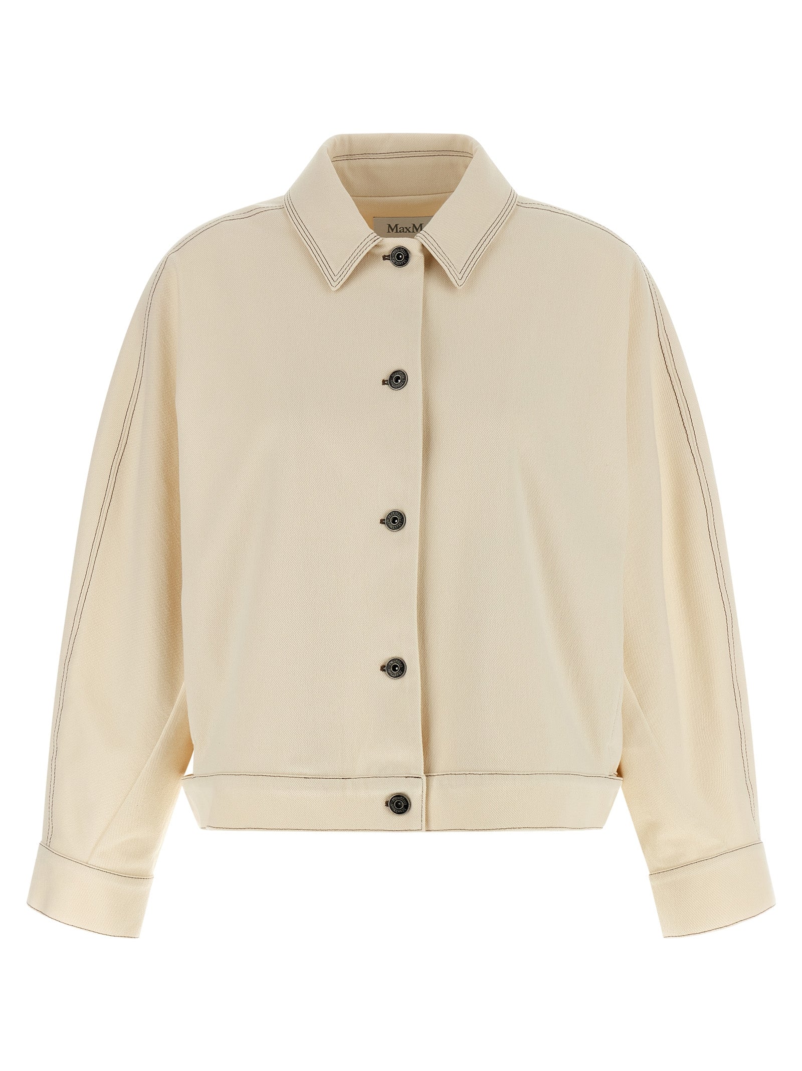 Cotton-Blend Denim-Effect Jacket — Beige
