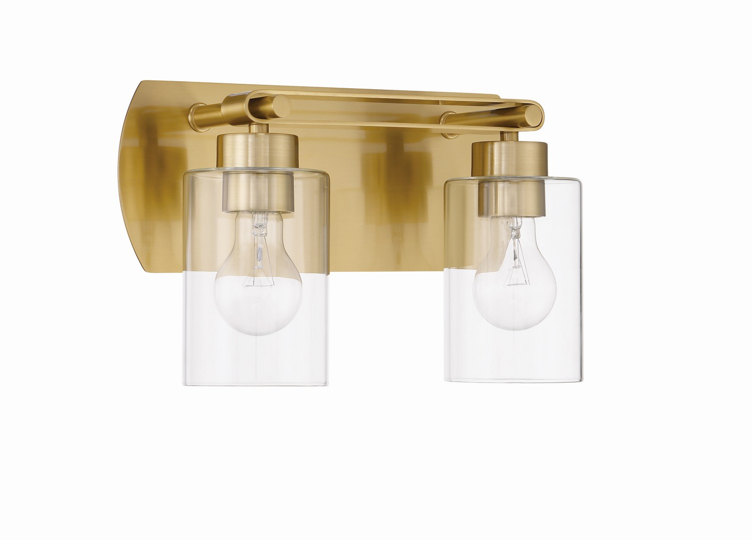 Satin Brass Two Light Vanity from the Hendrix Collection