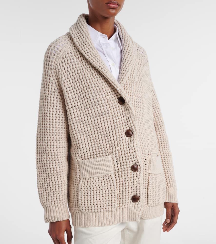Open-knit cotton-blend cardigan