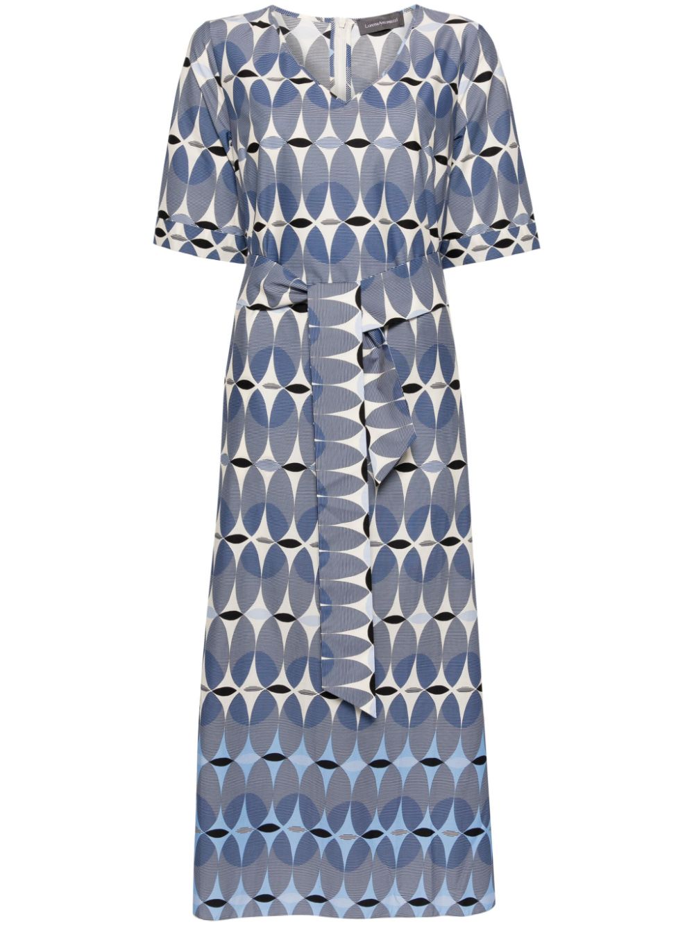 Geometric-print midi dress - Blue