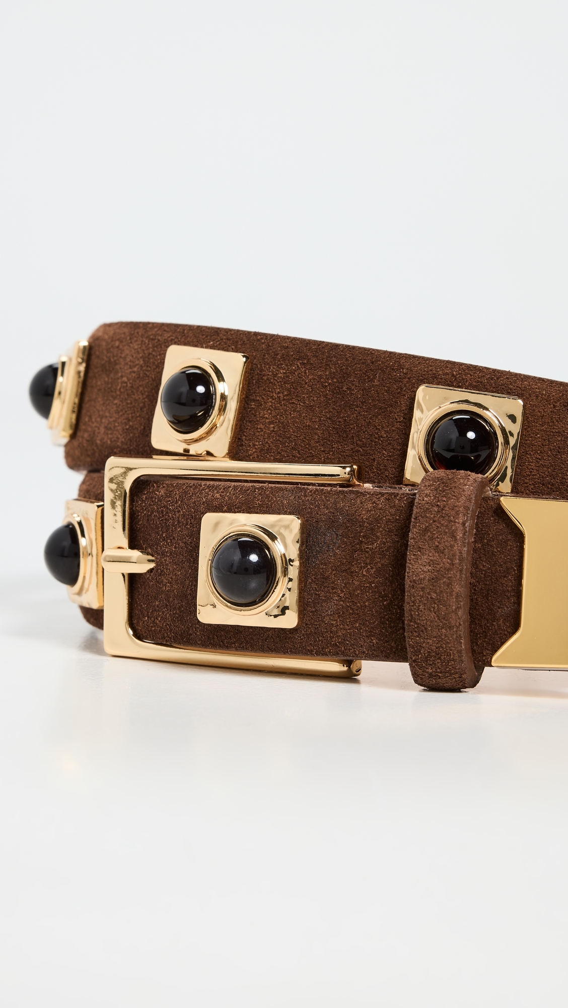 No. 2 Chocolate Suede Studded Belt Chocolate L