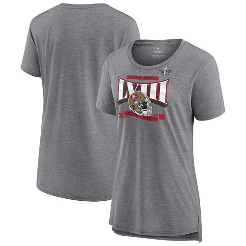 Women's Fanatics Heather Gray San Francisco 49ers Super Bowl LVIII Our Pastime Tri-Blend Sc