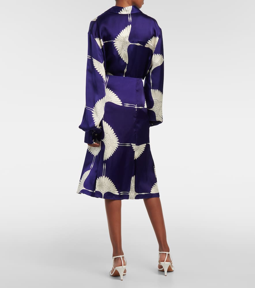 Levy printed twill midi skirt