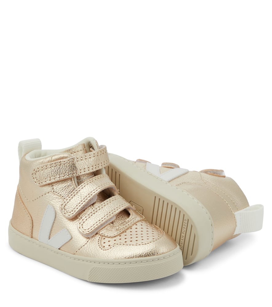 V-10 Mid metallic leather sneakers
