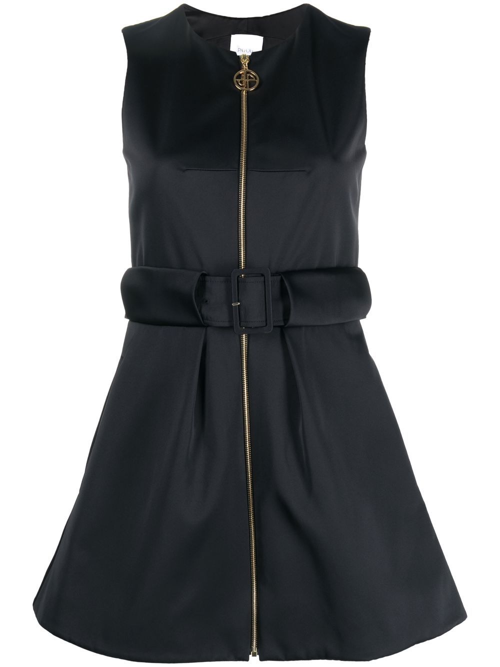 Sleeveless zip-up mini dress - Black