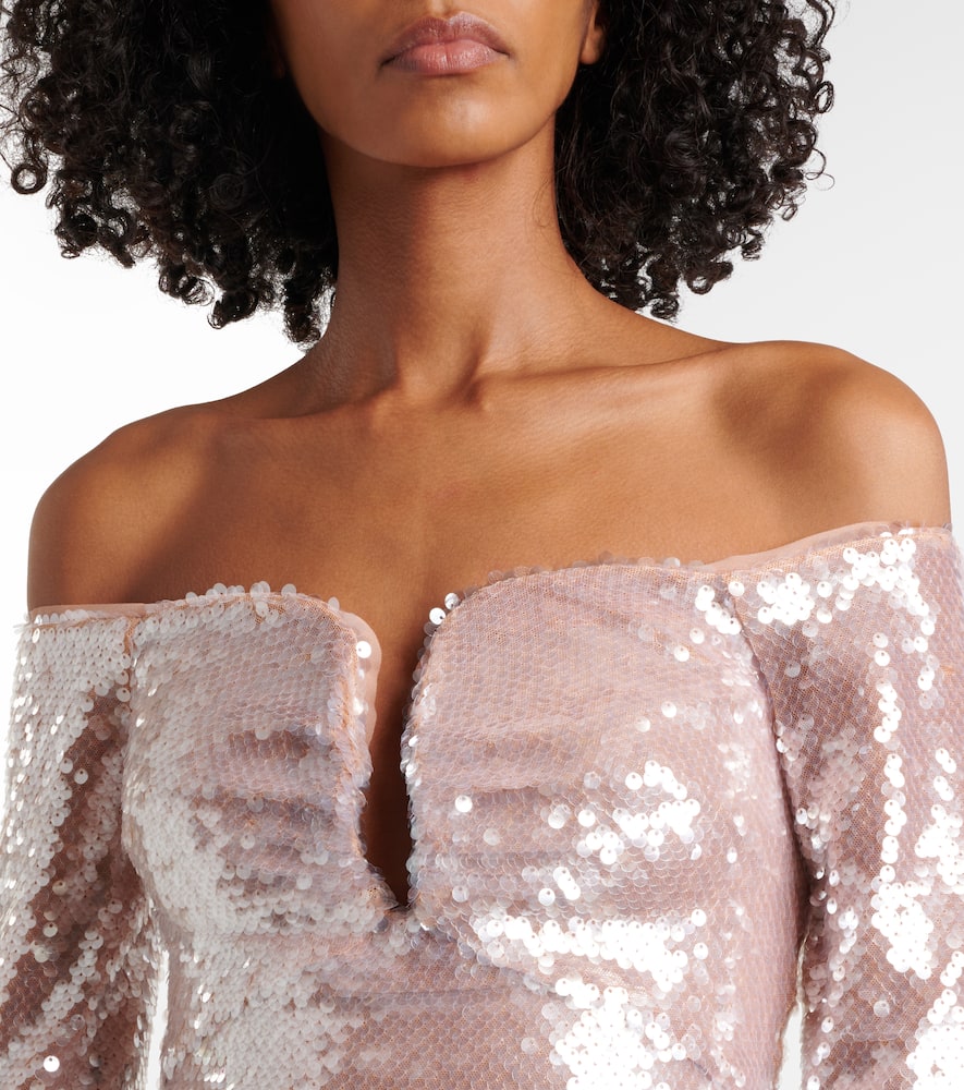 Sequined off-shoulder top