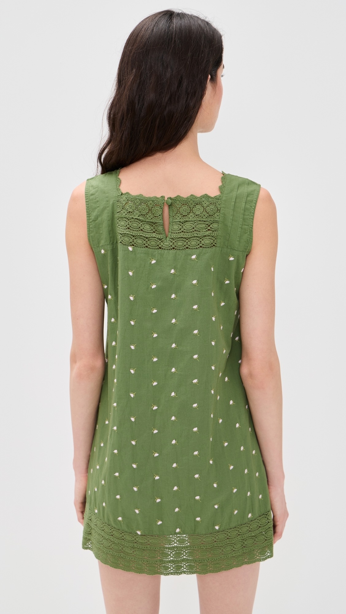 Daisy Dress Solid Green w/ Pink Floral